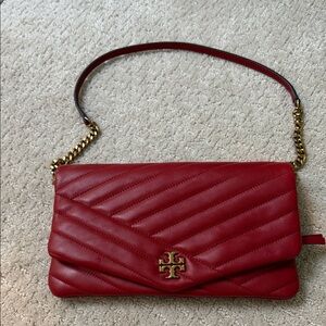 Tory Burch Red Kira Quilted Clutch Shoulder Bag